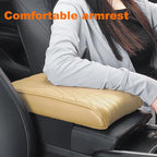 Car Center Console Cover, Memory Foam Car Armrest Cover, Beige Arm Rest Covering Car, Middle Organizer Elbow Pillow, Leather armrest Cover for Car/SUV/Truck/Auto (No.2 Beige)