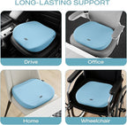 Skechers Seat Cushion Premium Gel & Memory Foam-Office Chair Cushion for Tailbone Pain Relief,Butt Pillow for Office Chair,Car seat Cushion,Long Sitting Office Workers,and Car Drivers,Blue