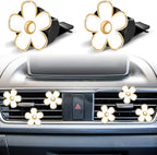 Frienda 6 Pcs Daisy Flower Air Vent Clip Accessories Air Conditioning Outlet Clip Car Air Freshener Dashboard Accessories Charm Car Inter Decor(3 cm, 3.3 cm,White)