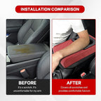 Car Center Console Armrest Pillow, 13.19"×7.87" Leather Car Arm Rest Cover, Memory Foam Auto Armrest Cushion with Cup Holder Phone Slot, Universal Vehicle Middle Console Cushion Pad (Wine Red)