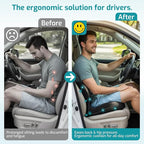 Trucker Seat Cushion, Car Seat Cushions with Lumbar Support Pillow, Ergonomic L-Shaped Orthopedic Memory Foam Pad for Long Driving Back Pain Sciatica Relief, Drivers Office Workers (Black+LGrey)