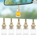 5PCS Hanging Car Air Freshener, Car Air Freshener Diffuser, 8ml Empty Glass Auto Oil Perfume Aromatherapy Diffuser Charms, Refillable Perfume Bottles for Most Vehicles (Rectangle, Style 1)