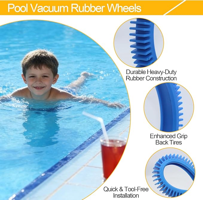 Pool Cleaner Tire Combo Kit for Hayward Pool Vacuums fit for Poolvergnuegen with Super Hump Front 896584000-143 and Rear Tires 896584000-082 Robot Vacuums(2pcs front tires + 2pcs back tires)