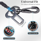 VIVAGLORY Dog Seat Belt Tuffbelt Dog Car Harness, Seatbelt with Clip & Hook for Car Travel, Chew Proof Anti Chew Unchewable Metal Safety Tether Restraint, L, Blue