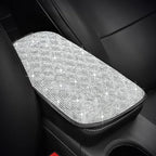 SAVORI Bling Car Armrest Cover Diamond Rhinestone Auto Center Console Cover Protector Arm Rest Cushion Pads Universal Bling Car Accessories for Women Girl Cute Vehicle Interior Decor (White)