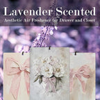 Vintage Pink Bow Floral Lavender Car Air Freshener 3, Retro Coquette Pink Ribbon Flower Scents Air Freshener for Women Girls, Cute Girly Car Accessories Interior Mirror Decor Hanging