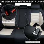 Car Seat Covers Full Set, Breathable Nappa Leather Car Seat Cushions, Auto Interiors Universal Fit for Most Cars, Compatible Automotive Vehicles(Sedan/SUV/Van), Black & White