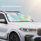 Sunshade Car Front Windshield Titanium Silver Sun Shade Iridescent Car Sunshade Foldable Sun Shield Cover Block UV Rays, Reflector Shield Suitable for Most Cars SUVs Large 57 x 31.5 in
