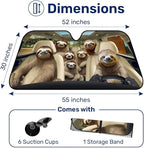 GENANY Sloth Family Funny Windshield Sun Shade for Car SUV Truck (55x30 Inches),Sun Shade Windshield, Shades for Windows, Protector Blocks UV, Spring Car Decor