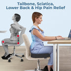 5 STARS UNITED Seat Cushion - Memory Foam Chair Cushion for Tailbone Pain Relief - Ergonomic Support for Coccyx, Sciatica & Butt - Office, Desk & Gaming Chair, Car Seat, Wheelchair, Airplane, D Gray