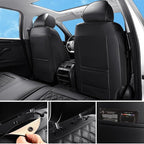 Car Seat Covers Full Set Black, Luxury Faux Leather Car Seat Covers Waterproof Non-Slip Seat Protector Universal Fit for Most Cars SUVs Trucks Pick-ups,Car Accessories for Front Seats and Back