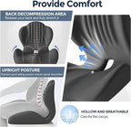 Seat Cushion for Office Chair and Car, L-Shaped Ergonomic Seat Cushions,Memory Foam Orthopedic Cushion with Coccyx Hollow,Lumbar Support & Tailbone Pain Relief for Car, Truck, Home,Gaming Chair,Gray