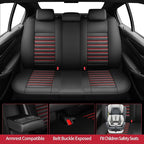 Fit Legacy Car Seat Covers(Only for 5 Seats Version)for Select Ford Legacy 2008-2024 2025 2026-Full Coverage Leather,Airbag Compatible,Waterproof&All Weather Seat Cushion Protector(Black+Red)