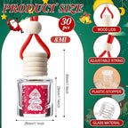 Boao 30 Pcs Christmas Employee Appreciation Gifts Hanging Car Air Freshener Diffuser Bottles Bulk Empty Perfume Glass Bottle Pendant with Christmas Tree Cards & Stickers for Essential Oil Fragrance