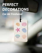 Coastal Summer Beach Car Air Freshener 4 Pcs, Summer Seagrass Starfish Seashell Ocean Hanging Air Freshener for Closet Drawer Books, Cute Beachy Car Accessories Mirror Decor for Women
