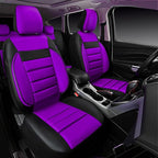 CAR PASS Leather Seat Covers Full Set Universal Water Resistant 3D Foam Back Support, Luxury Comfort Automotive 5 Seat Covers All Season Fit for SUV,Sedan,Van, Airbag Compatible Elegance(Purple Black)