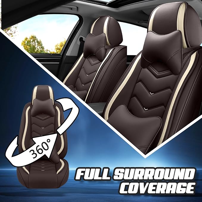Car Seat Covers for Lexus ES 350 2007-2025, Premium Nappa Leather Car Seat Cover, Stylish Sport Seat Covers， Automobile Seat Cover Sets.(Luxury 5 Seats/Coffee Color)