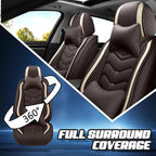 Car Seat Covers for Fiat 500 2012-2019, Premium Nappa Leather Car Seat Cover, Stylish Sport Seat Covers， Automobile Seat Cover Sets.(Luxury 5 Seats/Coffee Color)