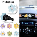 Whaline 6Pcs Daisy Flower Car Air Vent Clips with Fragrance Pads Colorful Floral Car Air Freshener Air Conditioning Outlet Clip Cute Cars Accessories Car Interior Decor