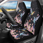 BIGCARJOB Flower Hummingbird Car Seat Cover Set for Front Seat Only,2 Pack Cherry Flower Birds Printed Auto Front Seat Protector Saddle Blanket for Women Girly Car Interior Accessories