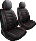 CAPITAUTO Leather Car Seat Covers, Waterproof Faux Leatherette Cushion Cover for Cars SUV Pick-up Truck Universal Fit Set for Auto Interior Accessories(2 Front Red&Black)