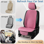 Linen Car Seat Covers Front Seat Covers Breathable Cloth Fabric Car Seat Protector - Universal Fit for Cars, Vans, SUVs, Trucks - 1 Units (1 Pack Pink)