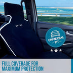 DryvaSeat - Premium Microfiber Towel Car Seat Cover - Waterproof & Sweatproof - Universal Fit, Machine Washable, Non-Slip - Seat Protector for Car, Truck, SUV, Van (Black, 2 Pack)