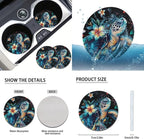FKELYI Women Auto Fashion Seat Cushions and Headrest Pads, Sea Turtle Car Handbrake Cover with Gear Shifter Cover, Steering Wheel Protector, Cup Coasters