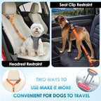 Lukovee Dog Seatbelt Leash for Cars, 2 Pack Pet Safety Car Seat Belt with Adjustable Buckle & Reflective Bungee, Connect Dog Harness in Vehicle Car Dogs Restraint Travel Daily Use (Orange)