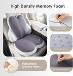 FLORICH Car Seat Cushion and Back Support for Car Ultrathick Memory Foam Office Chair Cushions with Lumbar Support Pillow for Sciatica & Back & Tailbone Pain Relief (Beige Grey)
