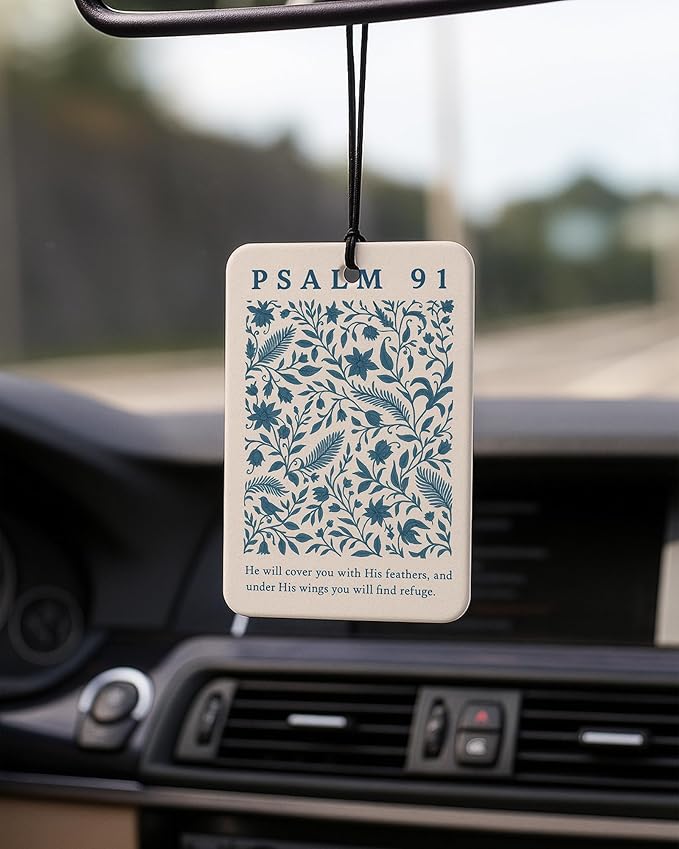 Christian Faith Car Air Freshener 4 Pcs Coconut Scented, Christian Car Accessories Mirror Decor for Women, Inspiration Bible Verse Floral Hanging Air Freshener for Cars Closet Drawer Books