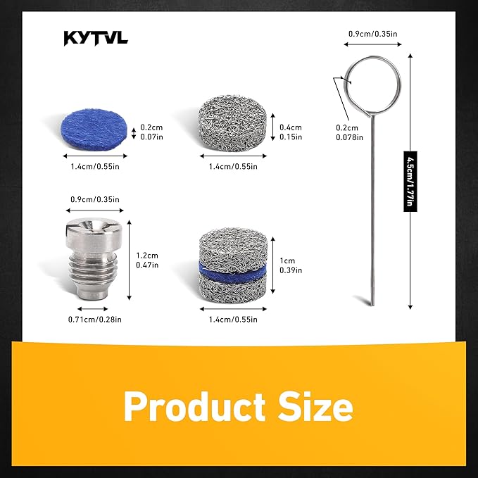 1.1mm Orifice Foam Cannon Nozzle and Filter Mesh Kit, Replacement Threaded Tips and Foam Maker Mesh for Pressure Washer, 2-Pack with Cleaning Tools, 3000 PSI