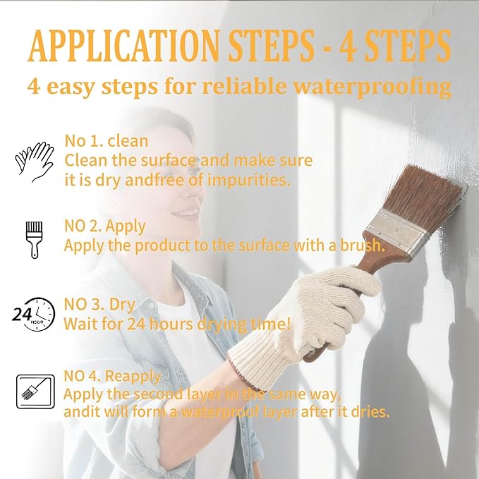 Hensire Clear Waterproof Sealant – 17oz Water-Based Transparent Waterproof Coating for Indoor & Outdoor Use, Bathroom, Concrete, Stone, Wood Surfaces
