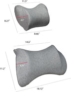 Lumbar Support Pillow for Car, Car Neck Pillow Kit for Pain Relief with Adjustable Strap, Car Headrest Pillow Ergonomic Design for Comfort