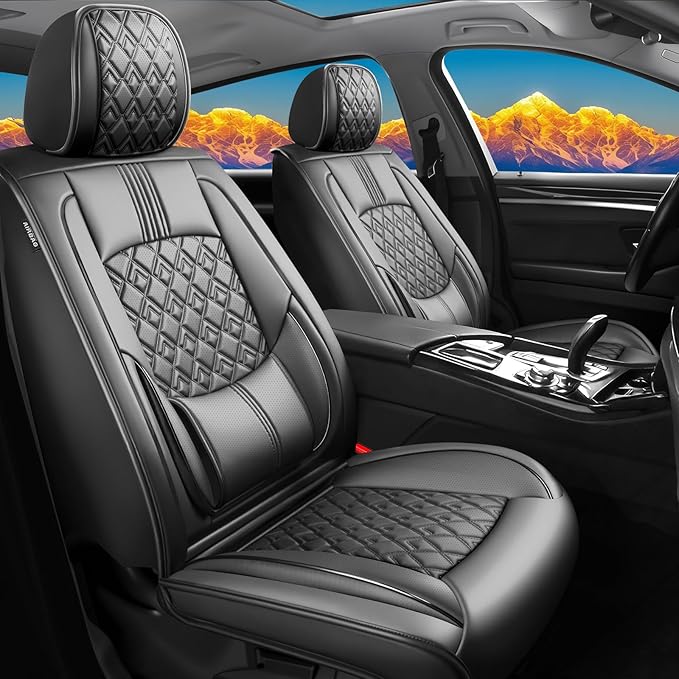 Fit Fj Cruiser Car Seat Covers for Toyota Fj Cruiser 2007-2013 2014 - Upgraded Premium Waterproof & Breathable Leather, Airbag Compatible, All-Weather Seat Cushion Protector (Full Set, Black)