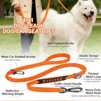 Dog Leash Heavy Duty, 4-6FT Bungee Leash Dog Seat Belt for Car With 2 Padded Handles, Strong Shock Tactical Tug Leashes Reflective Rope Lead for Medium L X-Large Dogs Walking Running Training (Orange)