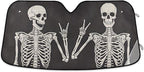 Funny Skull Car Windshield Sunshade - Skeleton Car Shade Skull Sun Shade Black Blocks UV Rays Visor Protector Accordion Folding Sun Reflector Auto Sunshade for Truck SUV to Keep Your Vehicle Cool
