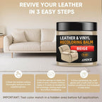 Leather Recoloring Balm - Scratch Repair & Color Restore Kit for Faded Leather, Couch & Car Seats - 10OZ Restorer Balm for Furniture, Auto Interior, Vinyl, Accessories (Beige)