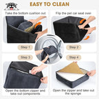 JOEJOY Dog Car Seats for Small Medium Dogs Under 35lbs, Dog Booster Seat with Detachable Washable Cover and Cushion, Memory Foam Pet Car Seat with Safety Belt and Storage Pockets (DG)