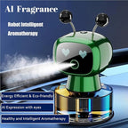 Robot Intelligent Aromatherapy Machine, Smart Cute Robot Car Air Freshener - Fine Spray/Fillable/Four-Gear Adjustment/Vibration Sensing/On-Off/Large Capacity Long-Lasting Fragrance/Green-V2(Gardenia)
