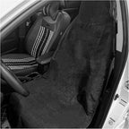 Waterproof Car Seat Cover, Premium Terry Cloth Sweat Towel Front Seat Protector, Washable Non-Slip Automotive Bucket Seats Covers, Ideal for Post Gym Workout Running Swimming (Black)