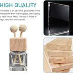 2PCS Car Diffuser Air Freshener Bottle, Auto Air Freshener Vent Clip, Refillable Empty Glass Perfume Bottle Outlet Clips, with Wooden Cap and Stick, Car Conditioning Vent Decoration