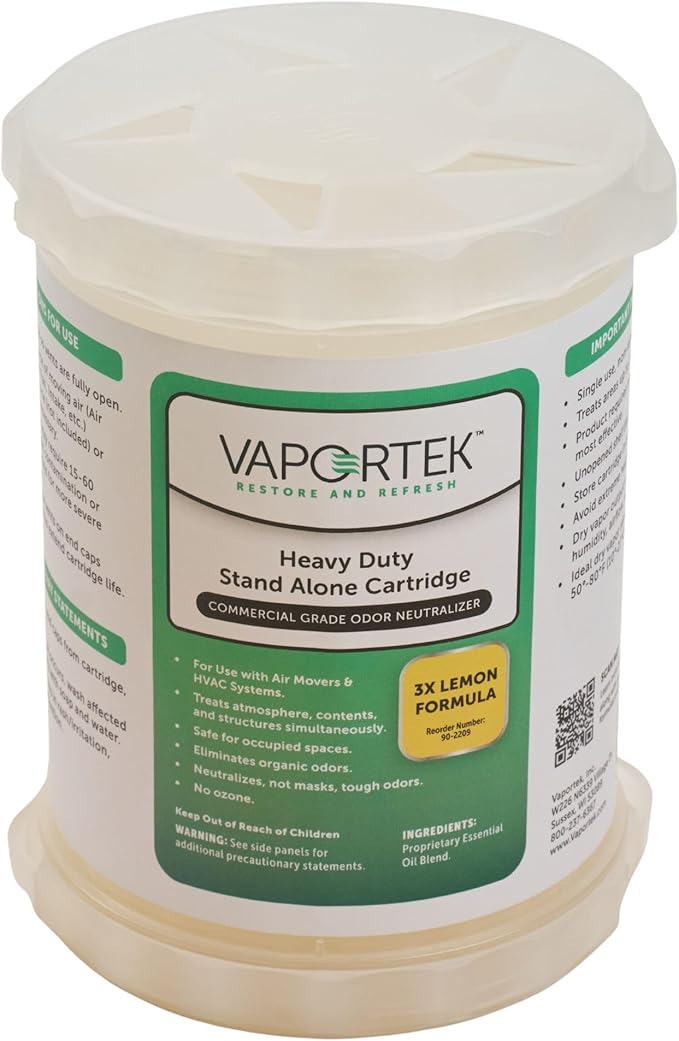 Vaportek Heavy Duty Odor Neutralizer Stand Alone Cartridge, HDSA 2.0, Odor Removal for Home, Office, Basements, Garages, and More, 3X Plus Lemon Fragrance (Lemon)