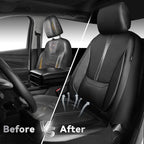 CAR PASS Nappa Leather Seat Covers Front, 3D Foam Support Water Resistant Faux PU Gray Leather Car Seat Covers 2 Pcs, Comfort & Universal Fit for Cars SUV Truck Most Vehicles (Black and Gray)