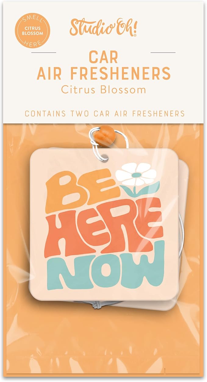 Studio Oh! Car Air Fresheners - Pack of 2 Scented Hanging Car Odor Eliminator - Unique Design with Decorative Bead - Be Here Now