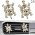 2PCS Sea Turtles Car Air Freshener Vent Clip, Bling Cute Turtle Vent Clips for Cars, Rhinestone Auto Air Conditioning Outlet Clip, Ocean Theme Interior Decor Car Accessories (White)