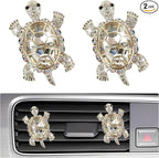 2PCS Sea Turtles Car Air Freshener Vent Clip, Bling Cute Turtle Vent Clips for Cars, Rhinestone Auto Air Conditioning Outlet Clip, Ocean Theme Interior Decor Car Accessories (White)