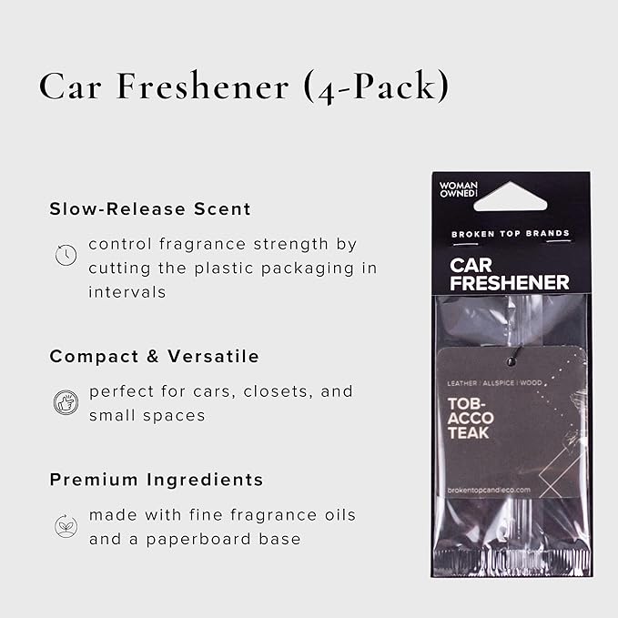 Tobacco Teak Car Air Freshener - 4 Pack