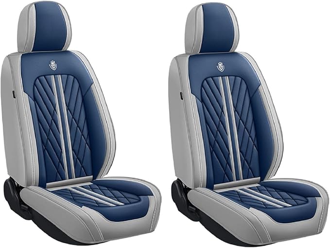 Premium Nappa Leatherette Car Seat Cover Set Custom Fit for Honda CR-V CRV 2000-2023 2024 2025 2026 Water-Proof Breathable Faux Leather Seat Cushion Protectors (Front 2 Seats,Blue Grey)