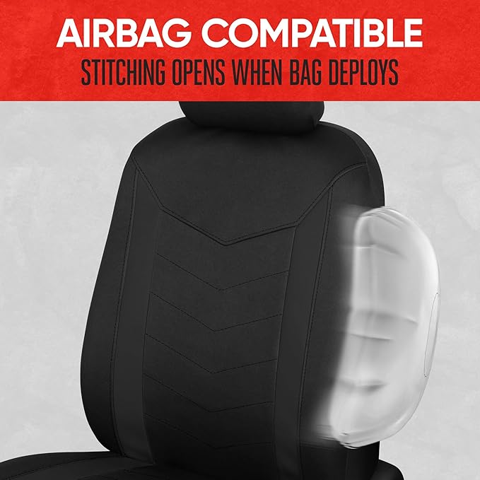 Motor Trend Neoprene Waterproof Seat Covers for Cars, Trucks, & SUV – Black Automotive Interior Protectors - Rear Split Bench Protector for Kids Dogs & Pets – Forros para Asientos de Carro